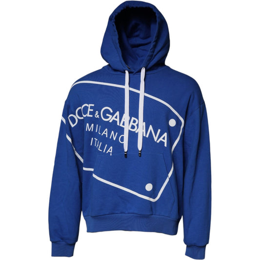 Dolce & Gabbana Blue Logo Print Hooded Sweatshirt Sweater TSH87530-52