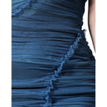 Dolce & Gabbana Blue Mesh Trim Ruched Tulle Sheath Dress DR281266-42