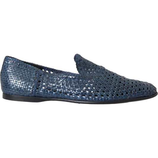 Dolce & Gabbana Dolce & Gabbana Blue Woven Leather Slip On Loafers Men Shoes MV5758-42 1728,67345645728,Blue,Dolce & Gabbana,EU42/US9,Loafers - Men - Shoes,Material: 100% Calf Leather,Preowned / Defect