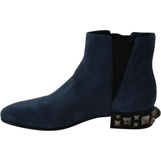 Dolce & Gabbana Dolce & Gabbana Chic Blue Suede Mid-Calf Boots with Stud Details LA8765-38.5 1728,67345645728,Blue,Boots - Women - Shoes,Dolce & Gabbana,EU38.5/US8,Material: 100% Suede,New with tags,Women