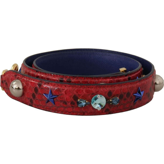 Dolce & Gabbana Dolce & Gabbana Chic Red Python Leather Shoulder Strap BEL8733 1728,Dolce & Gabbana,Leather Accessories - Women - Bags,Material: 100% Python Leather,New with tags,Red,Women