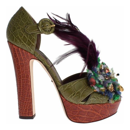 Dolce & Gabbana Dolce & Gabbana Crystal Enchanted Ankle Strap Sandals LA1118-35 1728,67345645728,Dolce & Gabbana,EU35/US4.5,EU36/US5.5,EU38.5/US8,EU38/US7.5,EU40/US9.5,Green,Material: Leather,New with tags,Sandals - Women - Shoes,skin,Women