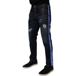 Dolce & Gabbana Dark Blue Cotton Tattered Skinny Denim Jeans PAN75030-48