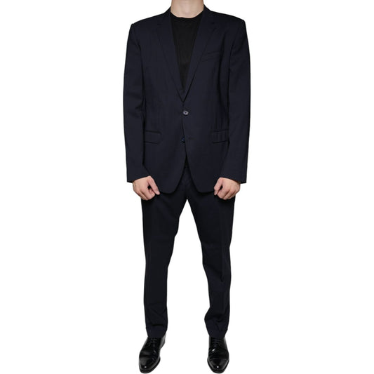 Dolce & Gabbana Dolce & Gabbana Dark Blue Formal Tuxedo 2 Piece Suit KOS2241-52 1728,Blue,Dolce & Gabbana,IT52 | XL,Men,Preowned / Defect,Suits - Men - Clothing