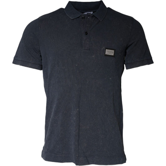 Dolce & Gabbana Dolce & Gabbana Dark Blue Logo Button Collared Polo T-shirt TSH86988-48 1728,67345645728,Blue,Dolce & Gabbana,IT48 | M,Material: 100% Cotton,Men,Preowned / Defect,T-Shirts - Men - Clothing