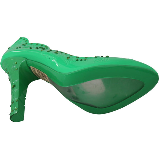Dolce & Gabbana Dolce & Gabbana Enchanting Crystal Cinderella Pumps LA7271-40 10% Leather,1728,67345645728,Dolce & Gabbana,EU40/US9.5,Green,Material: 90% PVC,New with tags,Pumps - Women - Shoes,Women