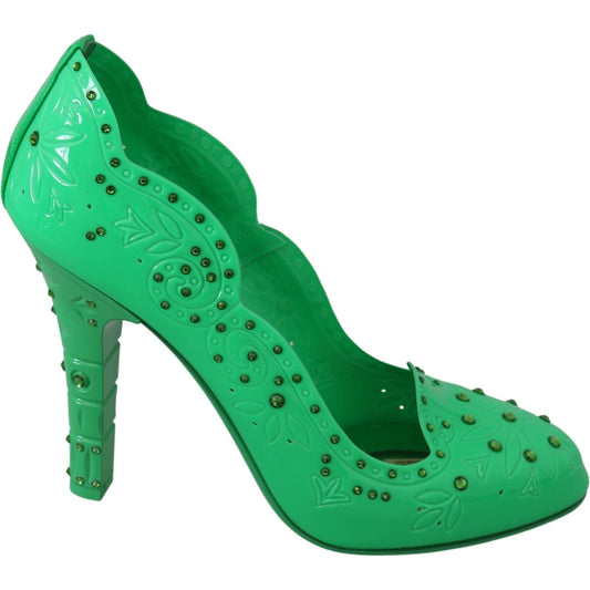 Dolce & Gabbana Dolce & Gabbana Enchanting Crystal Cinderella Pumps in Lush Green LA7276-39 10% Leather,1728,67345645728,Dolce & Gabbana,EU39/US8.5,Green,Material: 90% PVC,New with tags,Pumps - Women - Shoes,Women