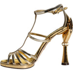 Dolce & Gabbana Gold Leather Baroque Heels Sandals Shoes LA11811-37