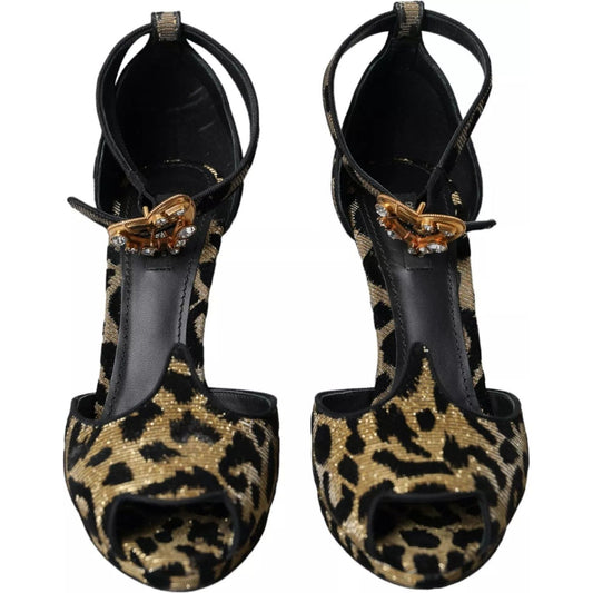 Dolce & Gabbana Dolce & Gabbana Gold Leopard Embellished Heel Sandals Shoes LA10698-39 1728,67345645728,Dolce & Gabbana,EU39/US8.5,Gold,Preowned / Defect,Sandals - Women - Shoes,Women