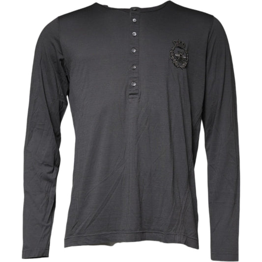 Dolce & Gabbana Dolce & Gabbana Gray Crown Bee Embroidery Pullover Sweater TSH86888-52 1728,67345645728,Dolce & Gabbana,Gray,IT52 | XL,Material: 72% Cotton 28% Silk,Men,Preowned / Defect,Sweaters - Men - Clothing