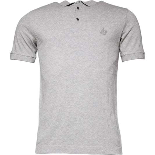 Dolce & Gabbana Dolce & Gabbana Gray Crown Collared ShortSleeve Polo T-shirt TSH86895-44 1728,67345645728,Dolce & Gabbana,Gray,IT44 | XS,Material: 100% Cotton,Men,Preowned / Defect,T-Shirts - Men - Clothing