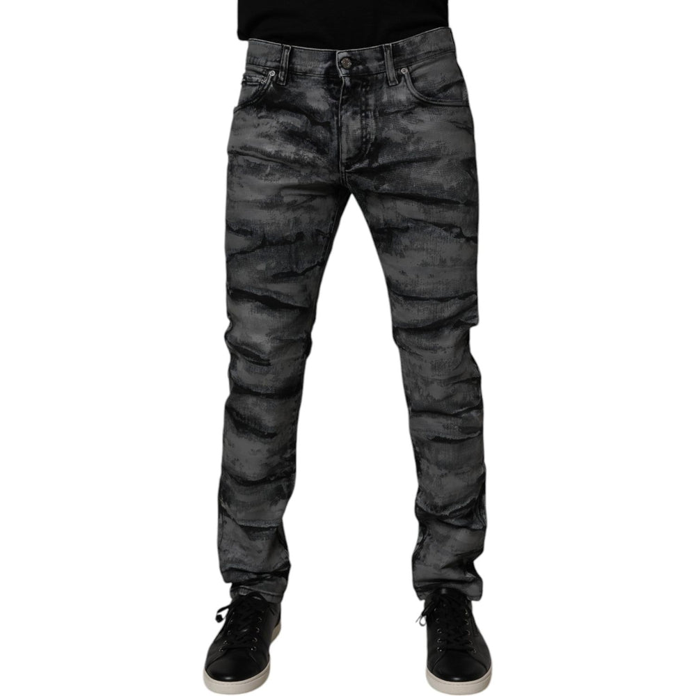 Dolce & Gabbana Gray Tie Dye Cotton Skinny Men Denim Jeans PAN75188-48