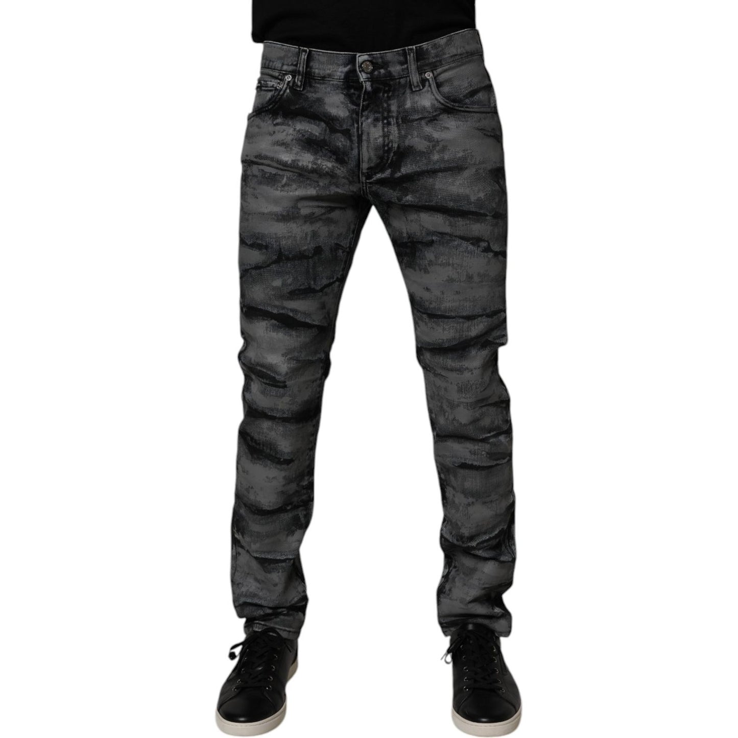 Dolce & Gabbana Gray Tie Dye Cotton Skinny Men Denim Jeans PAN75188-48