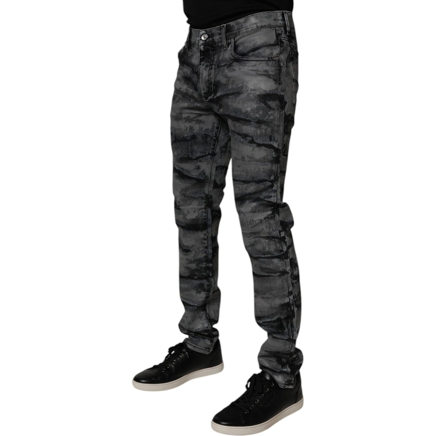 Dolce & Gabbana Gray Tie Dye Cotton Skinny Men Denim Jeans PAN75188-48