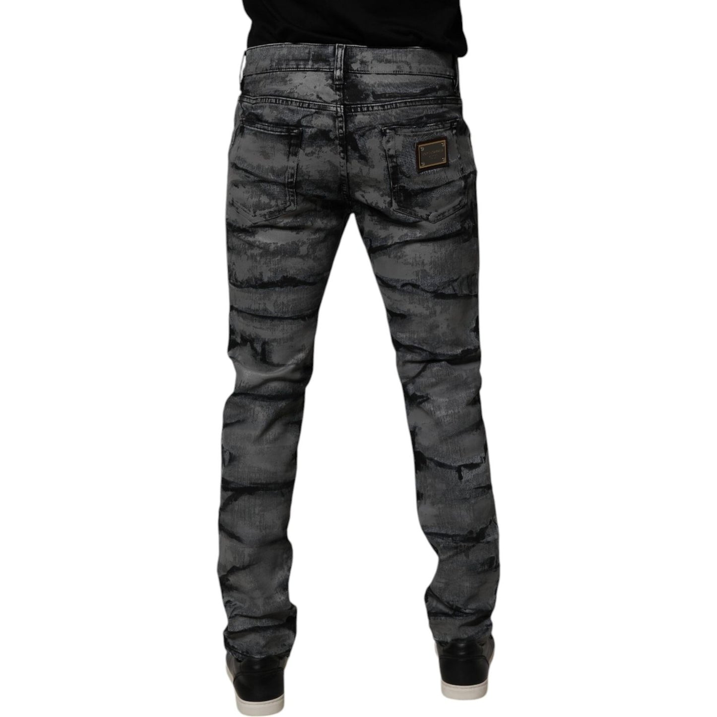 Dolce & Gabbana Gray Tie Dye Cotton Skinny Men Denim Jeans PAN75188-48