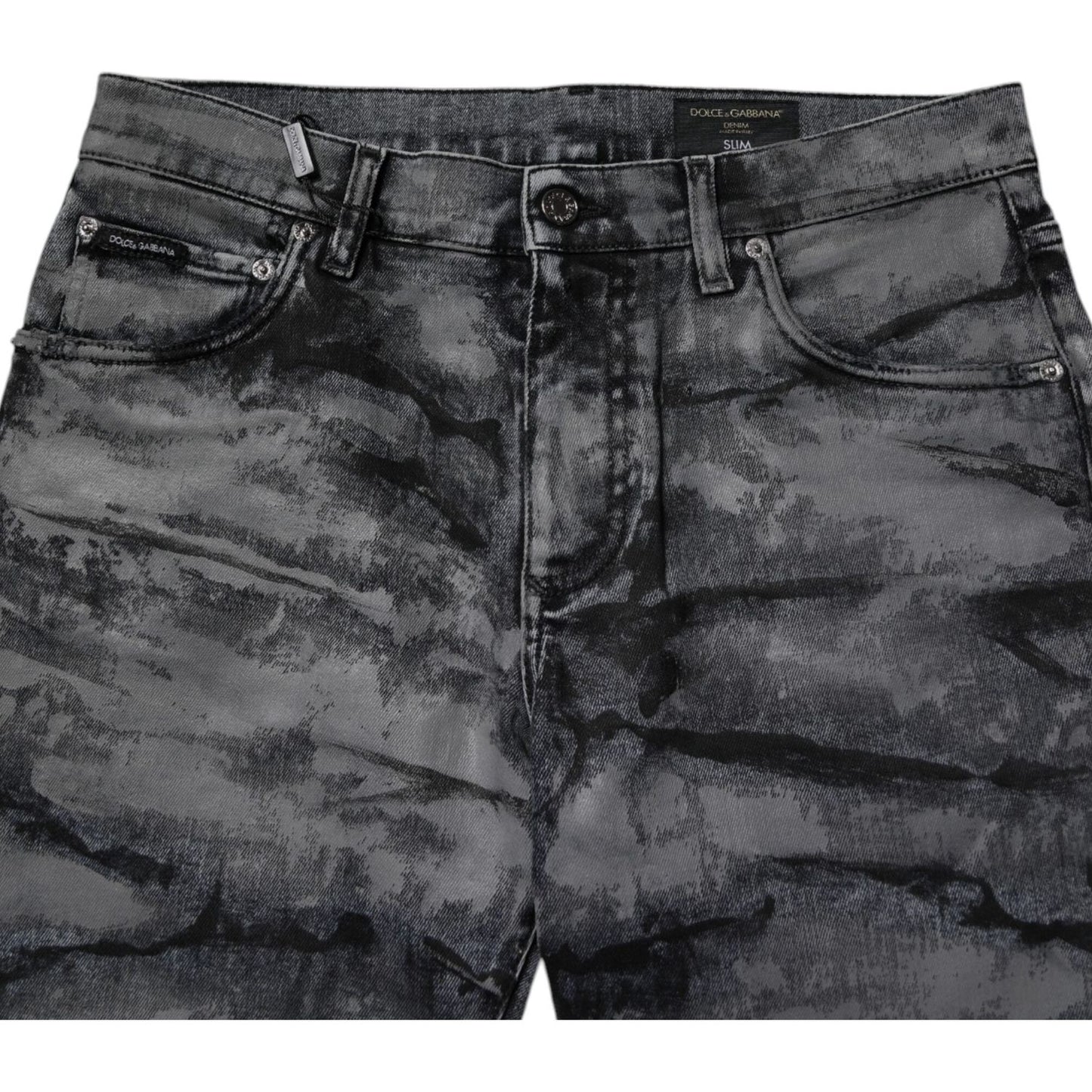 Dolce & Gabbana Gray Tie Dye Cotton Skinny Men Denim Jeans PAN75188-48