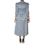 Dolce & Gabbana Light Blue Silver Jacquard A-line Midi Dress DR281264-40