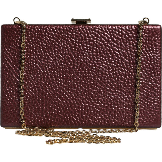 Dolce & Gabbana Maroon Leather Clutch Evening Crossbody Bag BAG4132