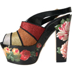 Dolce & Gabbana Multicolor Floral Crystal Platform Sandals Shoes LA10807-39