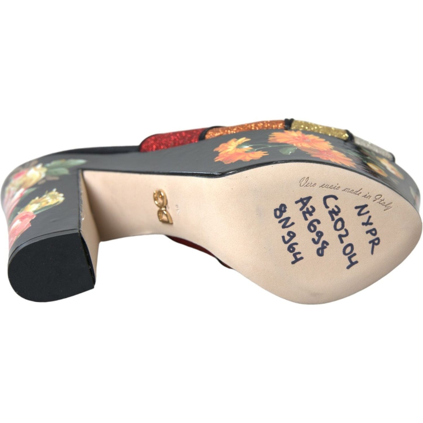 Dolce & Gabbana Multicolor Floral Crystal Platform Sandals Shoes LA10807-39