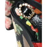 Dolce & Gabbana Multicolor Floral Crystal Platform Sandals Shoes LA10807-39