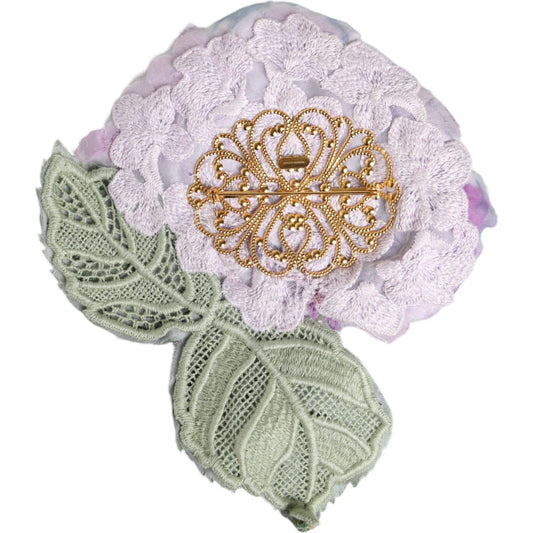 Dolce & Gabbana Multicolor Hydrangea Gold Brass Pin Brooch SMY10419