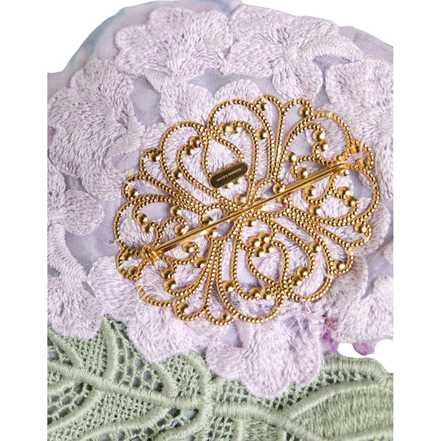Dolce & Gabbana Multicolor Hydrangea Gold Brass Pin Brooch SMY10419