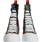 Dolce & Gabbana Multicolor Patchwork High Top Sneakers Shoes LA11983-35