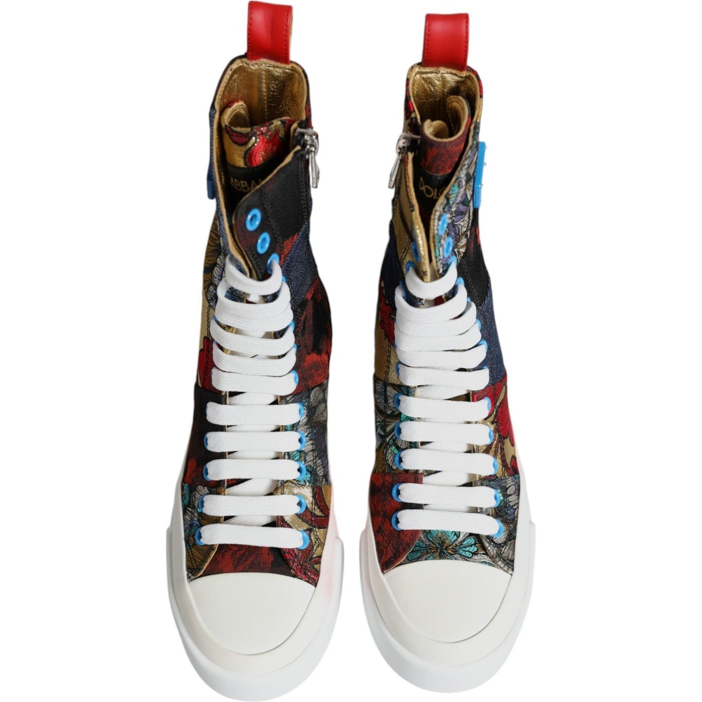 Dolce & Gabbana Multicolor Patchwork High Top Sneakers Shoes LA11983-35