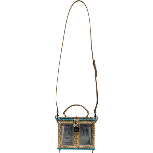 Dolce & Gabbana Multicolor Wood Leather Clutch Shoulder Bag BAG4093