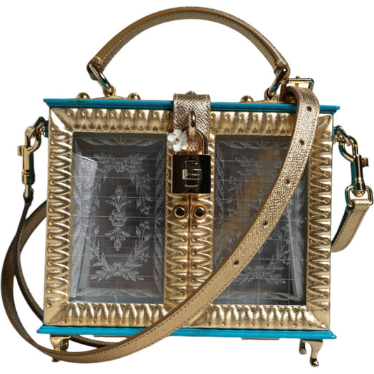 Dolce & Gabbana Multicolor Wood Leather Clutch Shoulder Bag BAG4093