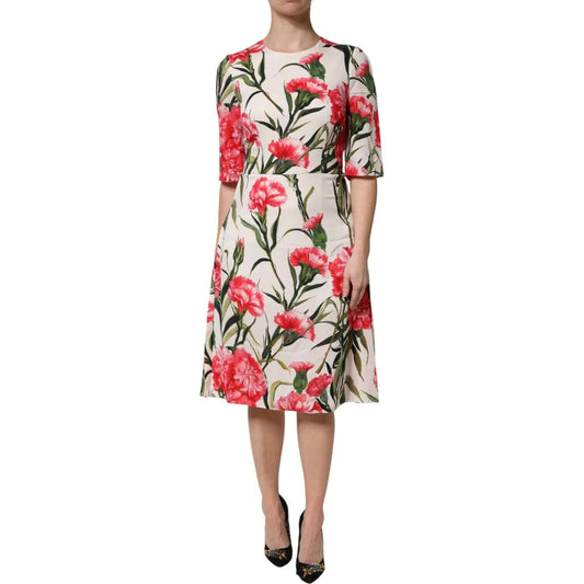 Dolce & Gabbana Dolce & Gabbana Pink Floral Print Short Sleeves Sheath Dress DR81604-44 1728,67345645728,Dolce & Gabbana,Dresses - Women - Clothing,IT44 | L,Material: 94% Silk 6% Elastane,Pink,Preowned / Defect,Women