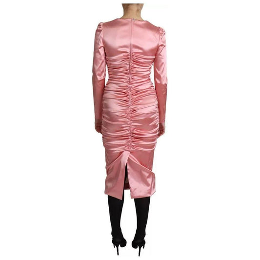 Dolce & Gabbana Dolce & Gabbana Pink Long Sleeves Bodycon Sheath Midi Dress DR2696-38 1728,67345645728,Dolce & Gabbana,Dresses - Women - Clothing,IT38 | XS,Material: 65% Acetate 29% Nylon 6% Elastane,Pink,Preowned / Defect,Women