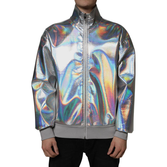 Dolce & Gabbana Dolce & Gabbana Silver Iridescent Full Zip Men Bomber Jacket JKT3862-52 1728,67345645728,Dolce & Gabbana,IT52 | XL,Jackets - Men - Clothing,Material: 100% Polyester,Men,New with tags,Silver
