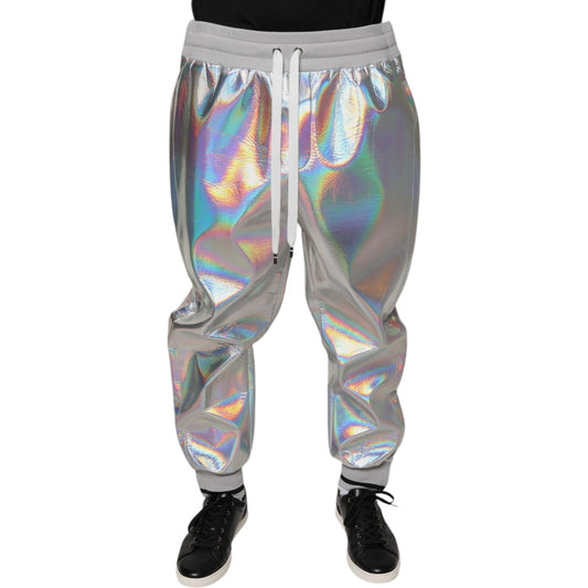 Dolce & Gabbana Dolce & Gabbana Silver Iridescent Men Jogger Sweatpants Pants PAN75555-50 1728,67345645728,Dolce & Gabbana,IT50 | L,IT52 | XL,Jeans & Pants - Men - Clothing,Material: 100% Polyester,Men,New with tags,Silver