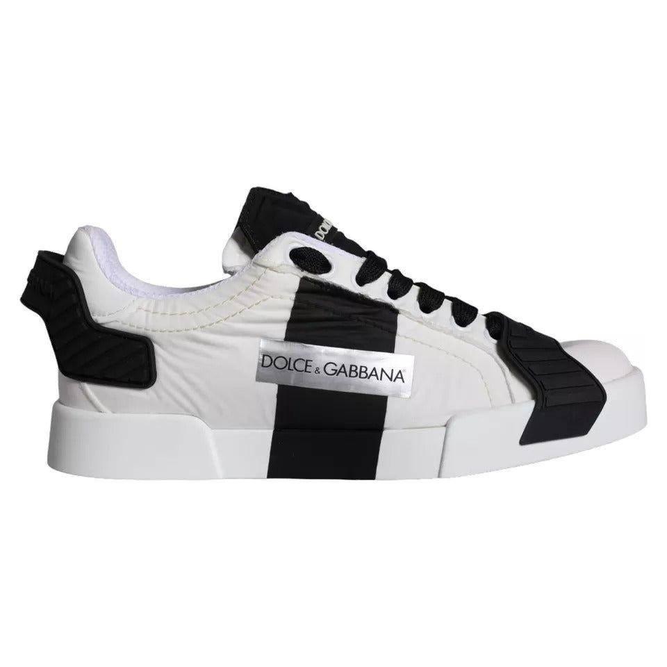 Dolce & Gabbana White Black Leather Low Top Women Sneaker Shoes LA11245-35