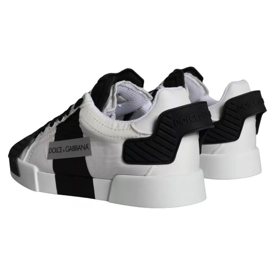 Dolce & Gabbana White Black Leather Low Top Women Sneaker Shoes LA11245-35