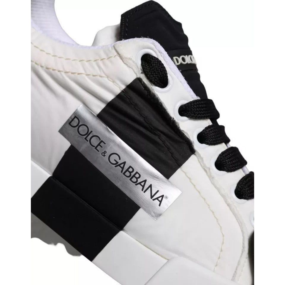 Dolce & Gabbana White Black Leather Low Top Women Sneaker Shoes LA11245-35