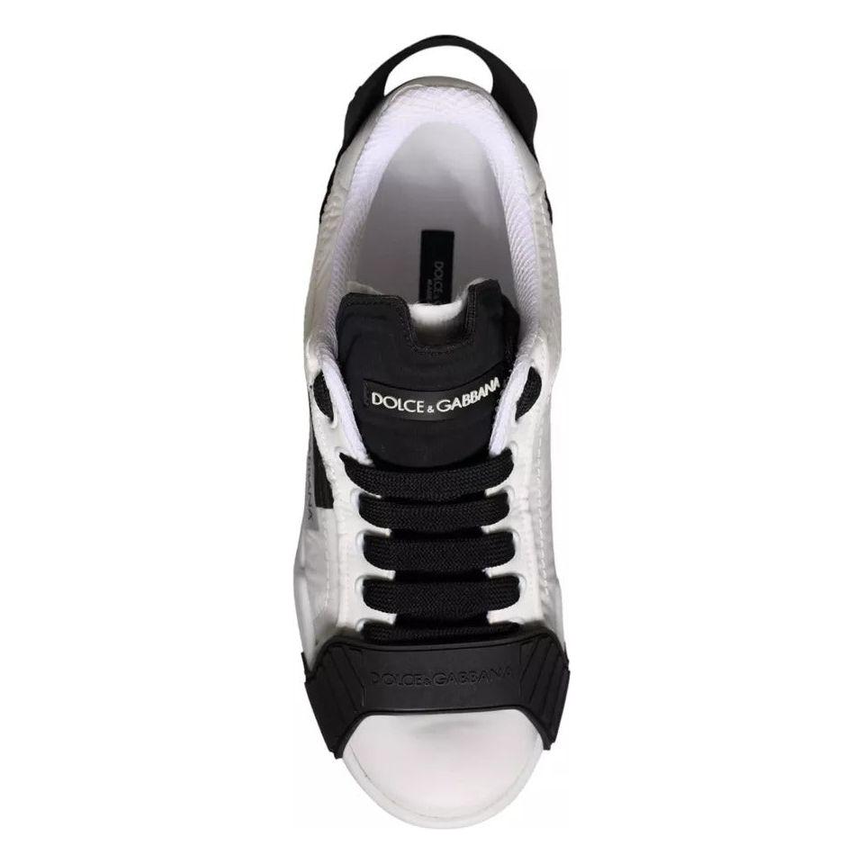 Dolce & Gabbana White Black Leather Low Top Women Sneaker Shoes LA11245-35