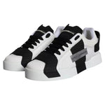 Dolce & Gabbana White Black Leather Low Top Women Sneaker Shoes LA11245-35