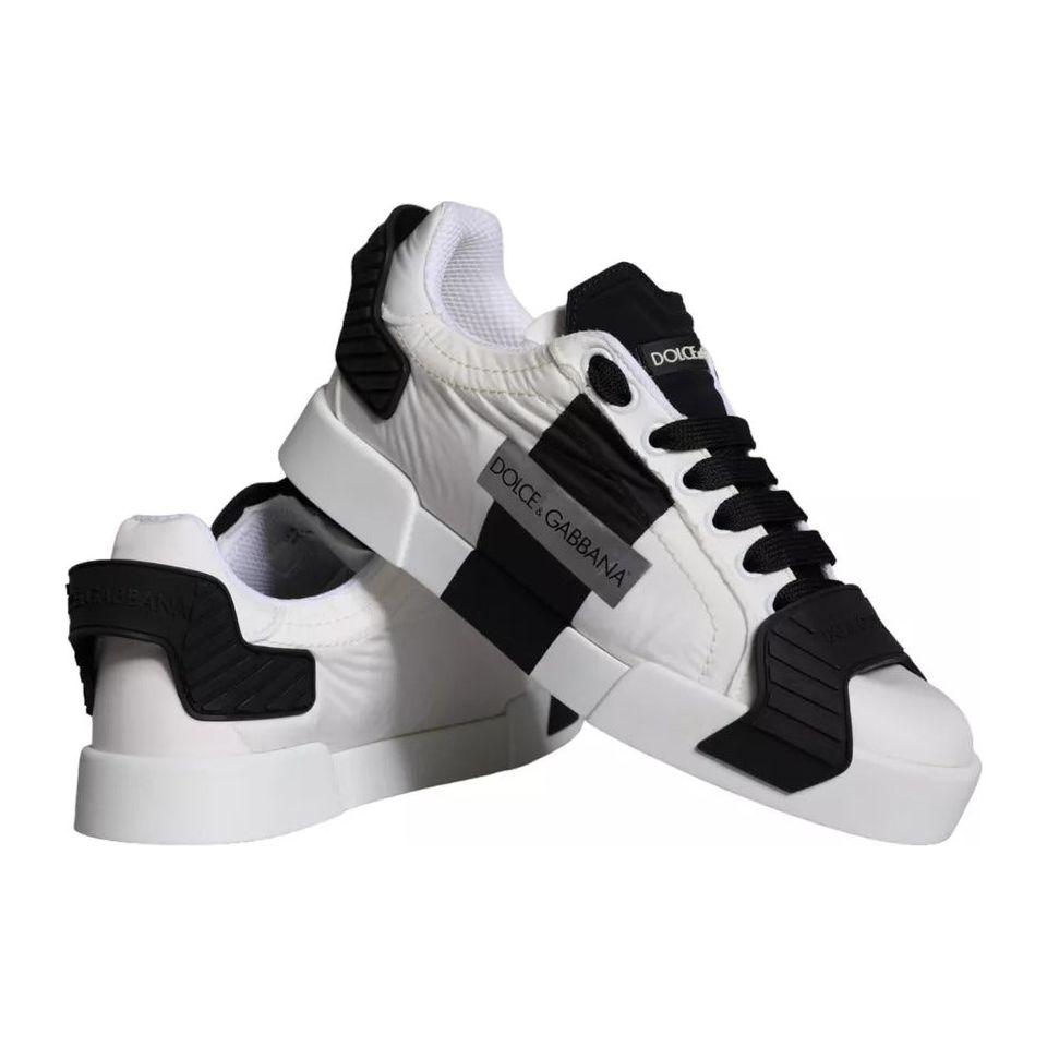 Dolce & Gabbana White Black Leather Low Top Women Sneaker Shoes LA11245-35