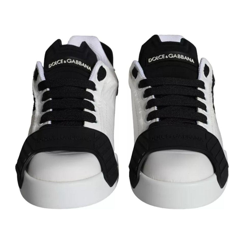 Dolce & Gabbana White Black Leather Low Top Women Sneaker Shoes LA11245-35