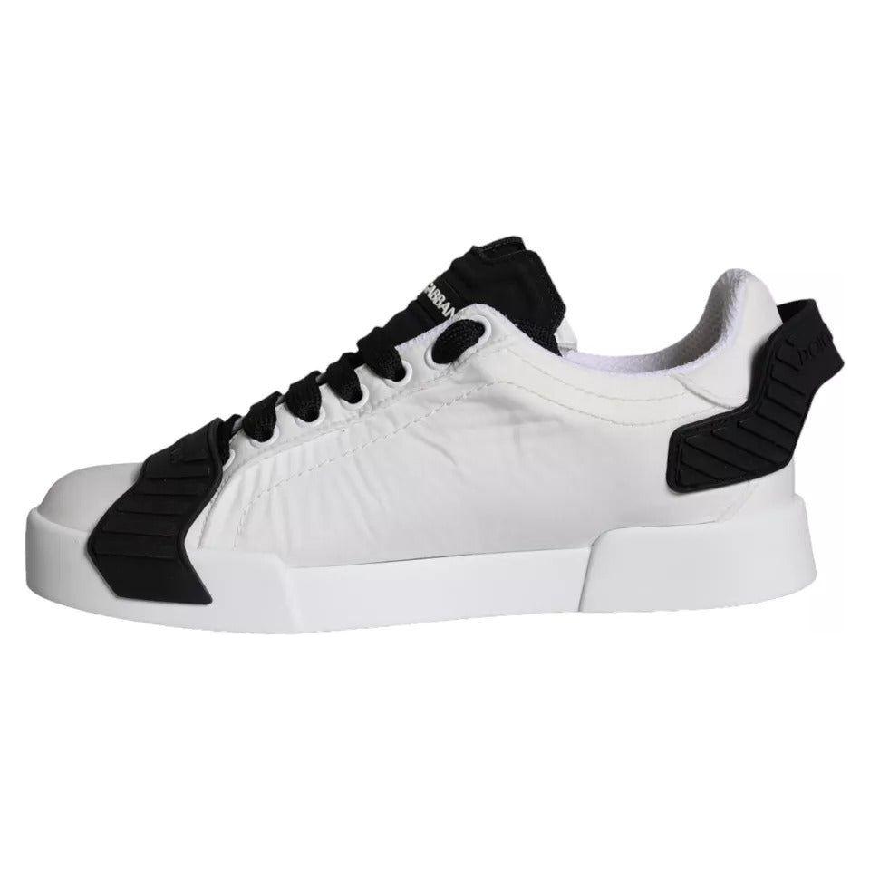 Dolce & Gabbana White Black Leather Low Top Women Sneaker Shoes LA11245-35