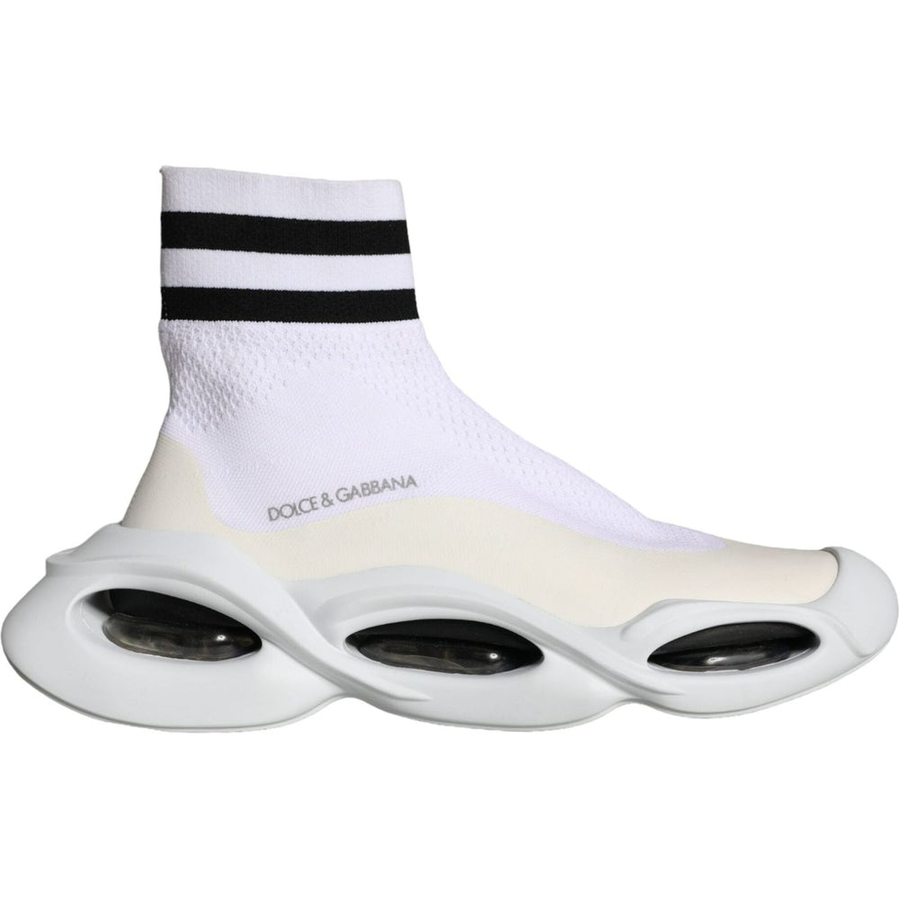 Dolce & Gabbana White Black Slip On Wave Socks Sneakers Shoes MV5834-44