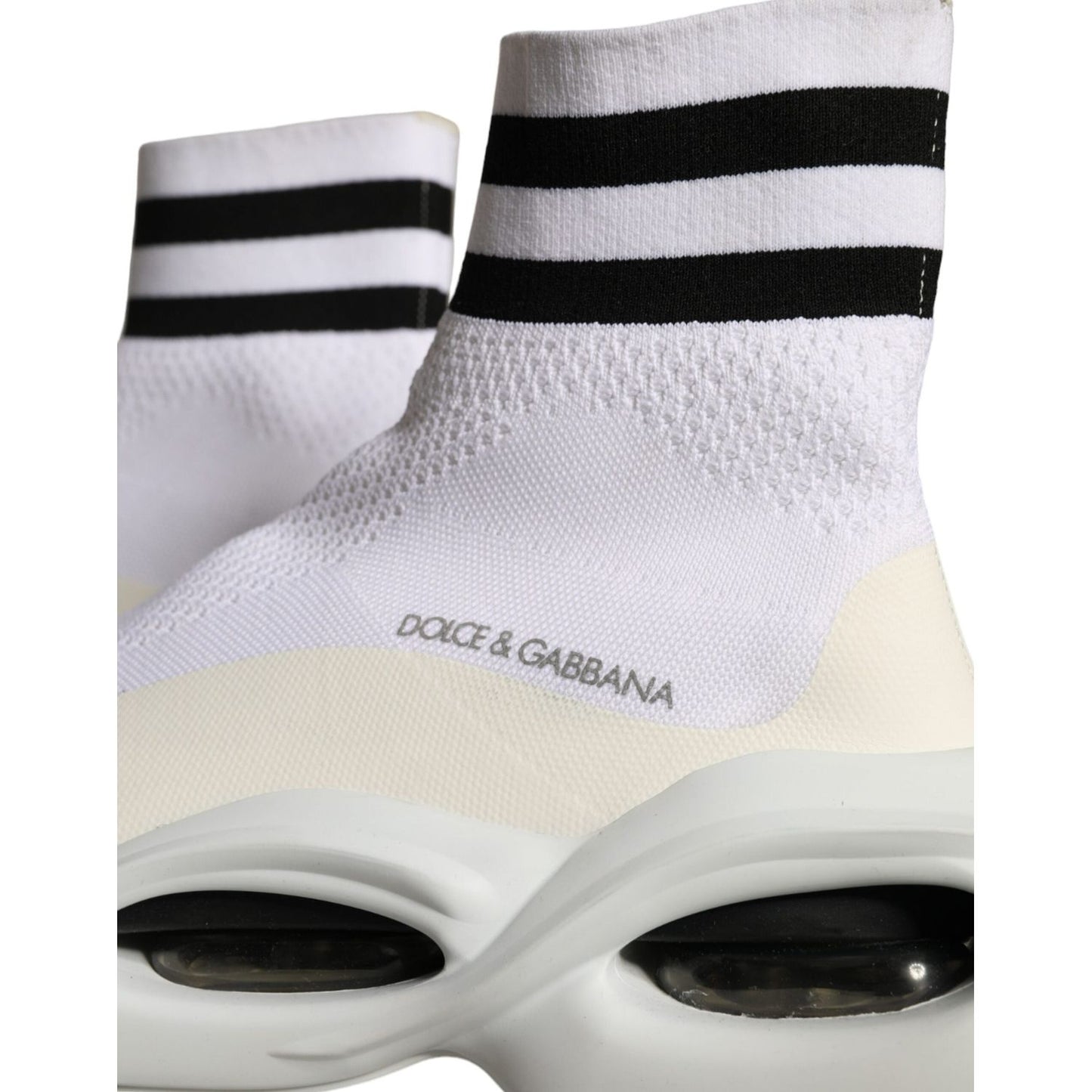 Dolce & Gabbana White Black Slip On Wave Socks Sneakers Shoes MV5834-44