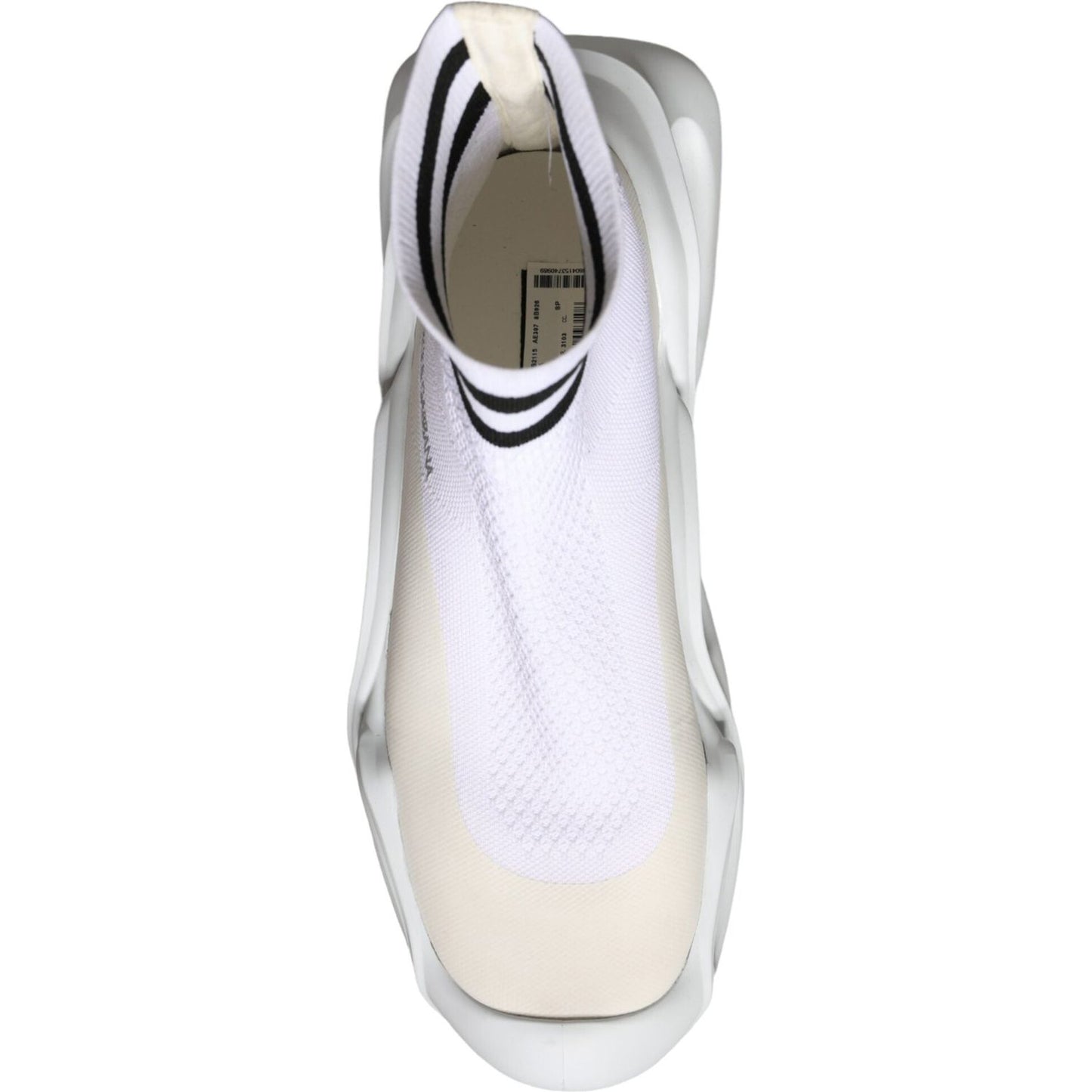 Dolce & Gabbana White Black Slip On Wave Socks Sneakers Shoes MV5834-44