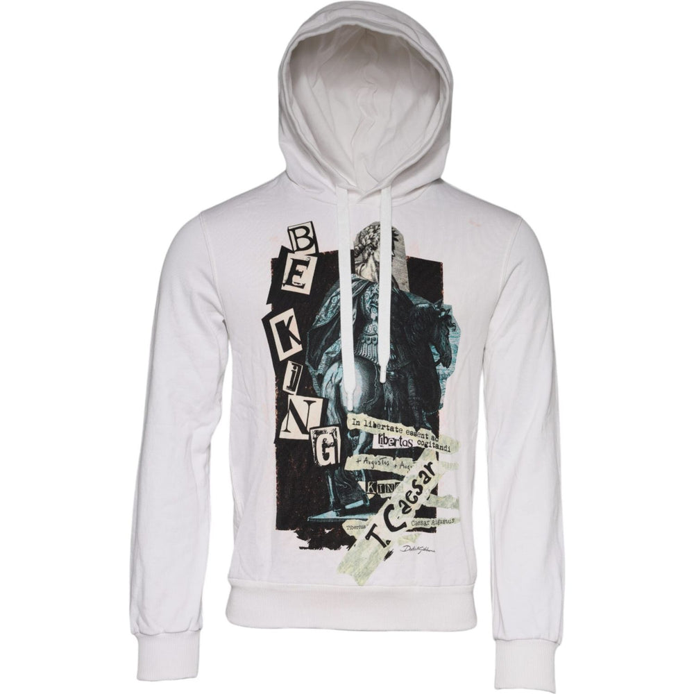 Dolce & Gabbana White Caesar Cotton Hooded Pullover Sweater TSH87224-48