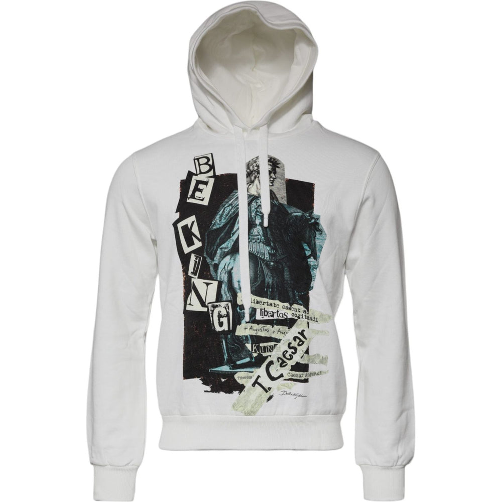 Dolce & Gabbana White Caesar Cotton Hooded Pullover Sweater TSH87567-50