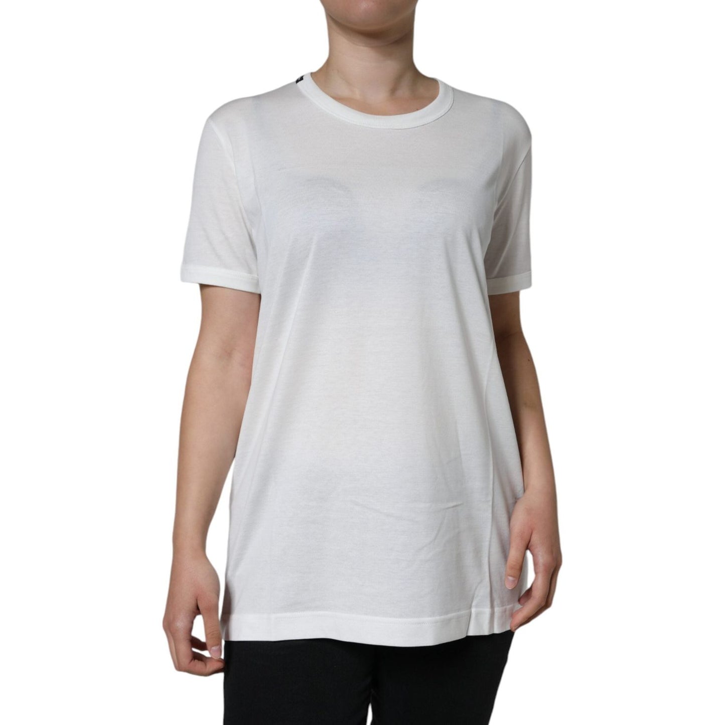 Dolce & Gabbana White Cotton Crew Neck Short Sleeve T-shirt TSH86524-44