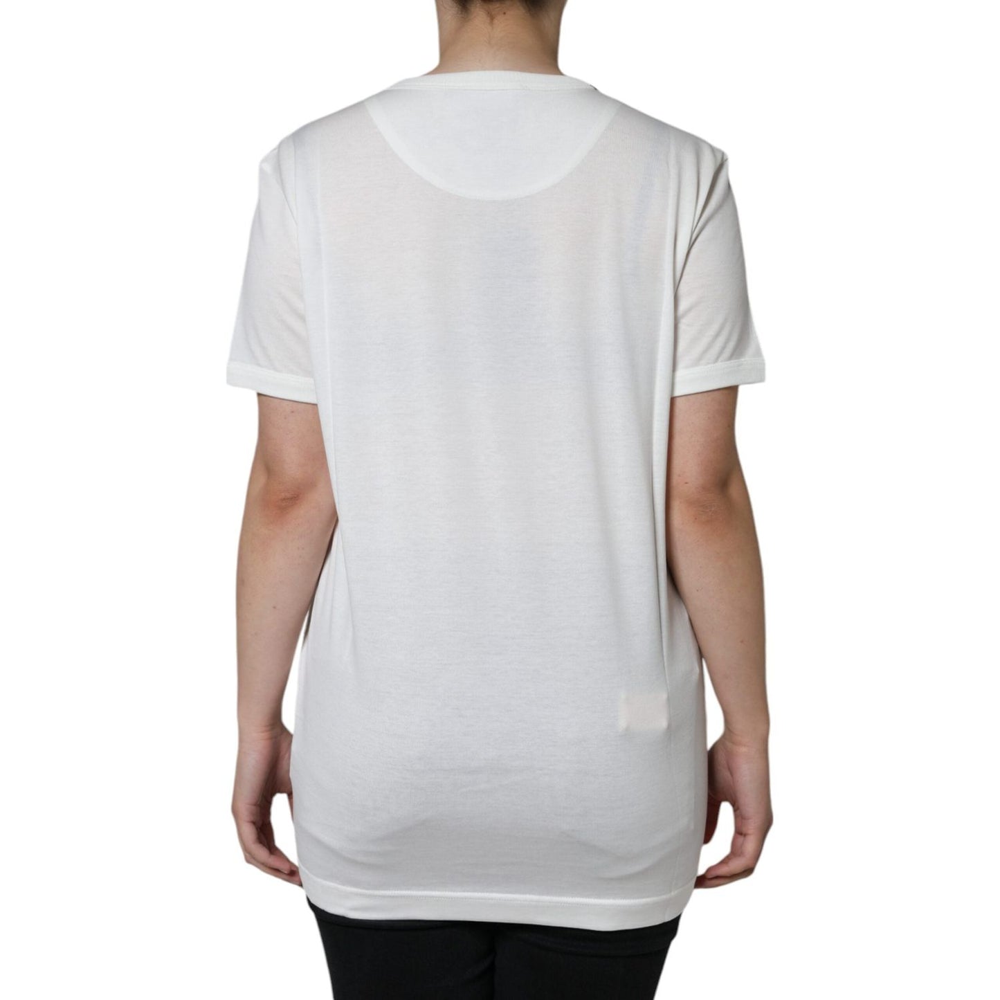 Dolce & Gabbana White Cotton Crew Neck Short Sleeve T-shirt TSH86524-44